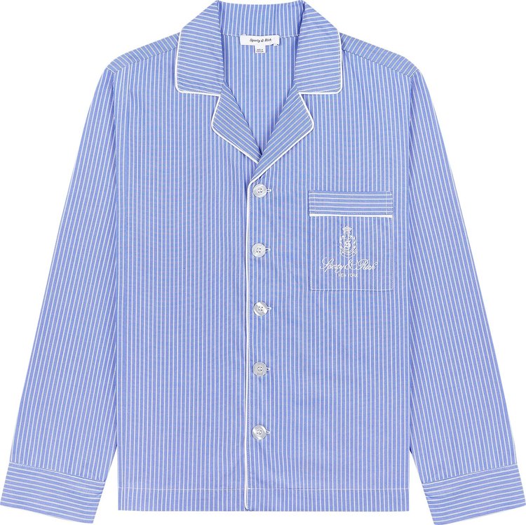 Sporty & Rich Vendome Pyjama Shirt 'Blue Striped/White'