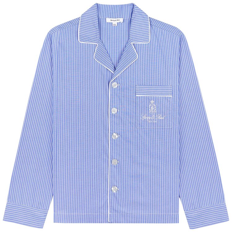 Sporty  Rich Vendome Pyjama Shirt Blue StripedWhite