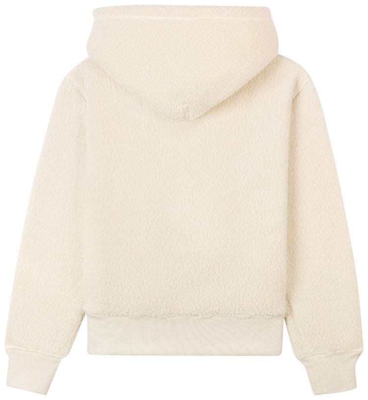 Sporty  Rich Sherpa Fleece Cropped Hoodie Cream