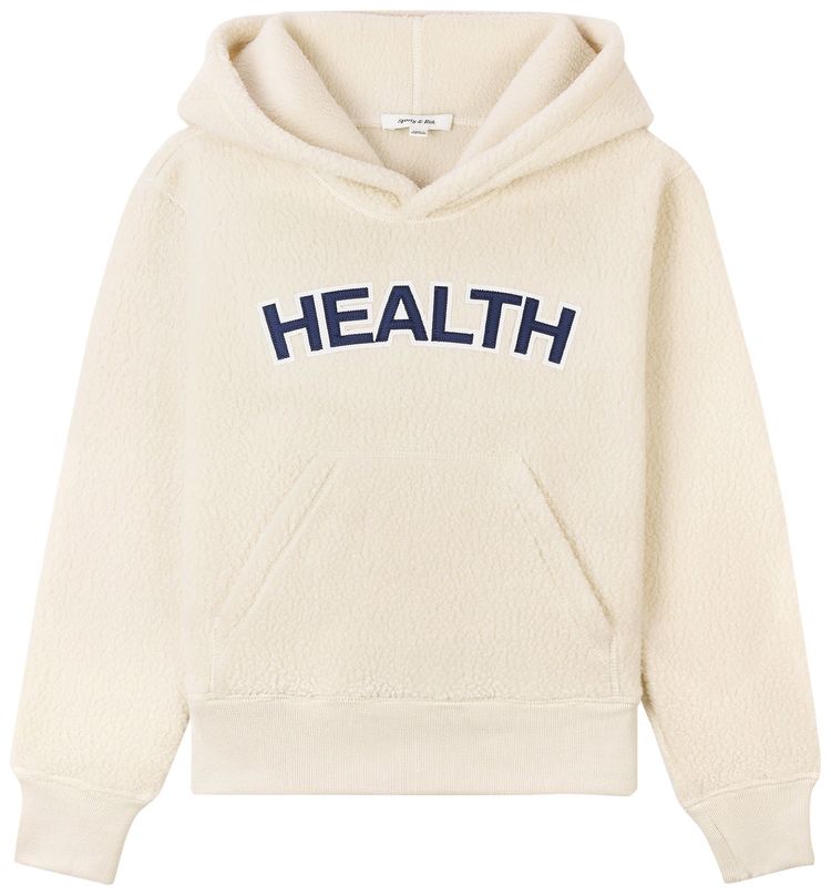 Sporty  Rich Sherpa Fleece Cropped Hoodie Cream