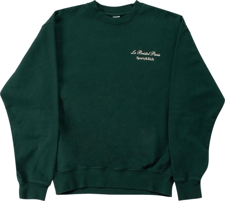 Sporty & Rich Faubourg Crewneck 'Forest Green/Cream'