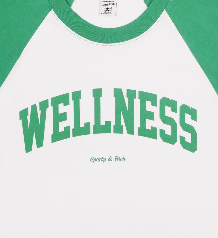 Sporty  Rich Wellness Ivy Baseball Tee VerdeWhite