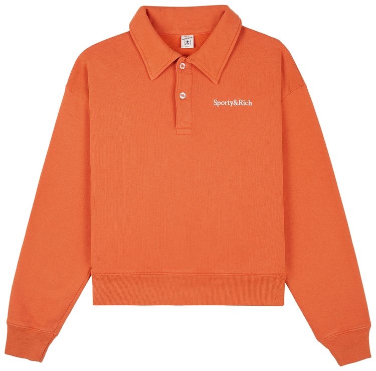 Sporty  Rich Serif Logo Embroidered Polo Squash