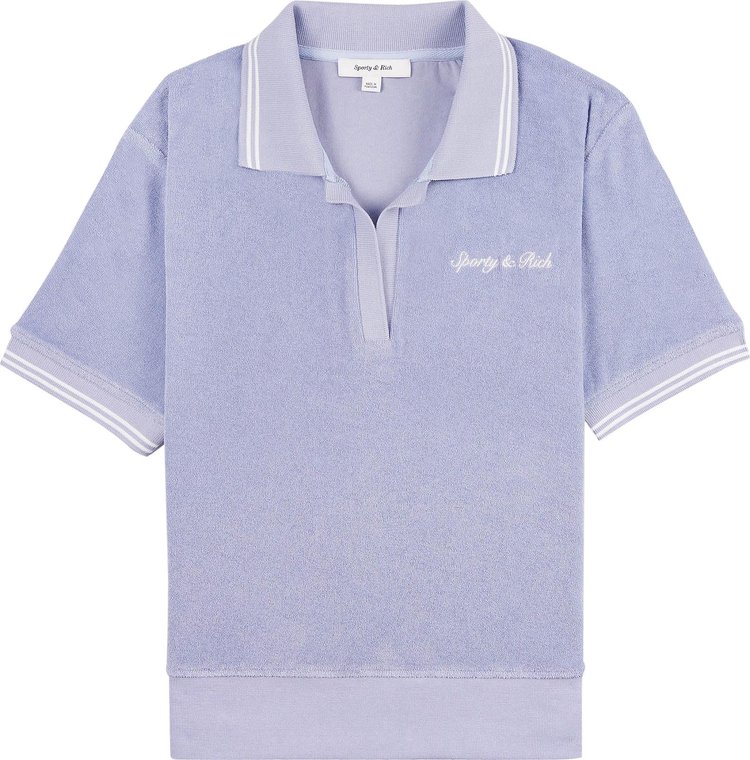 Sporty & Rich Syracuse Terry Polo 'Washed Periwinkle/White'