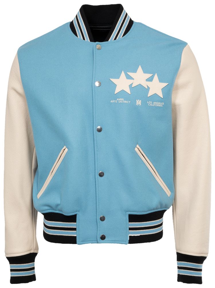 Amiri Oversized Stars Varsity Jacket Air Blue