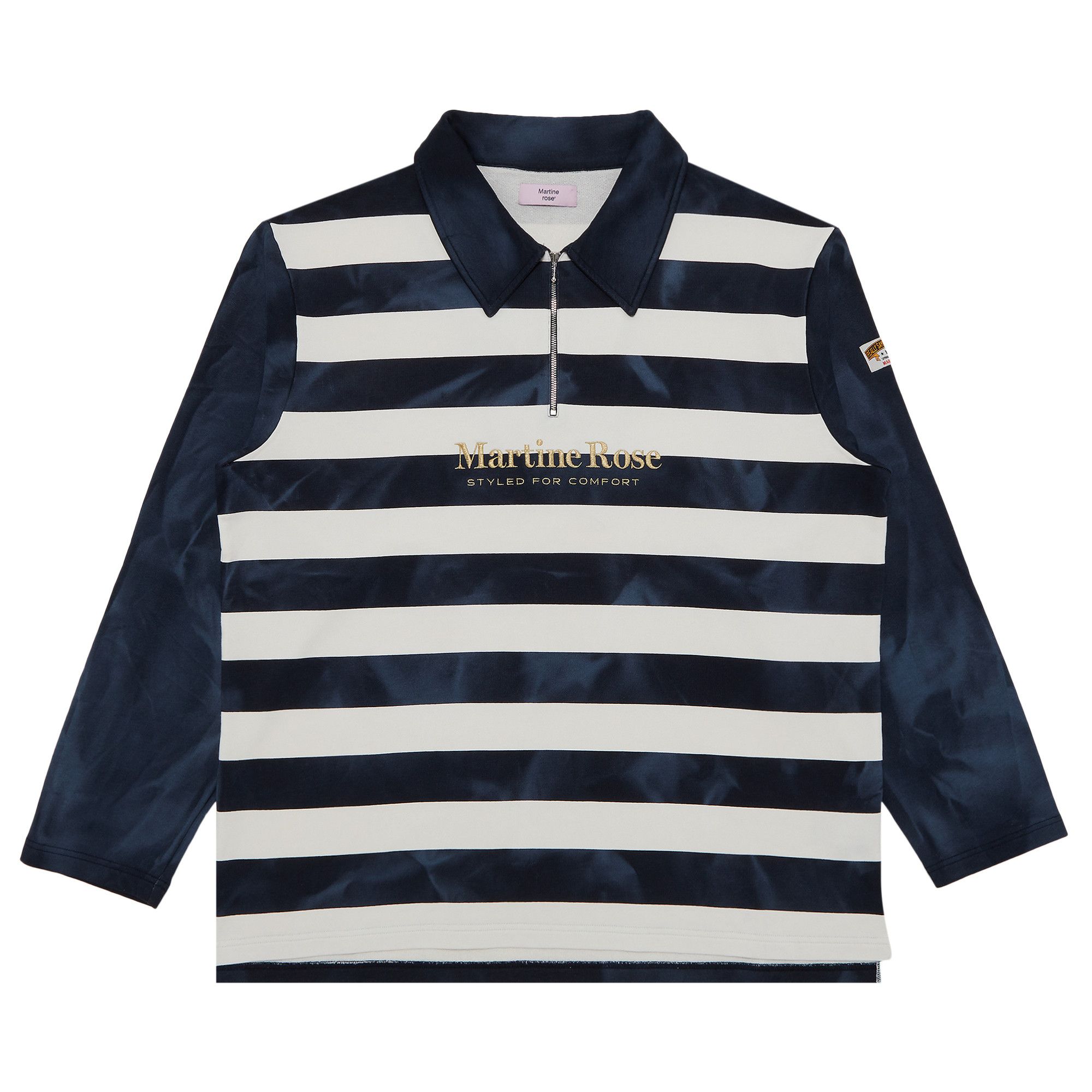 Buy Martine Rose Zip Up Polo 'Navy/White Stripe' - MRSS24