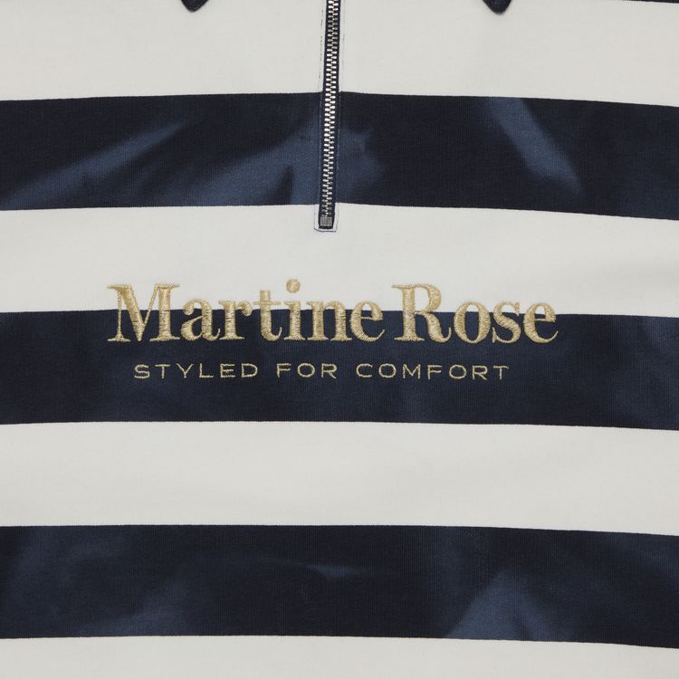 Martine Rose Zip Up Polo NavyWhite Stripe