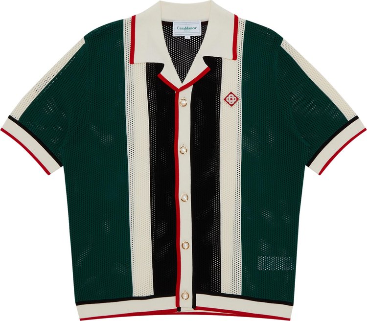 Casablanca Striped Mesh Shirt 'Green/White Stripe'