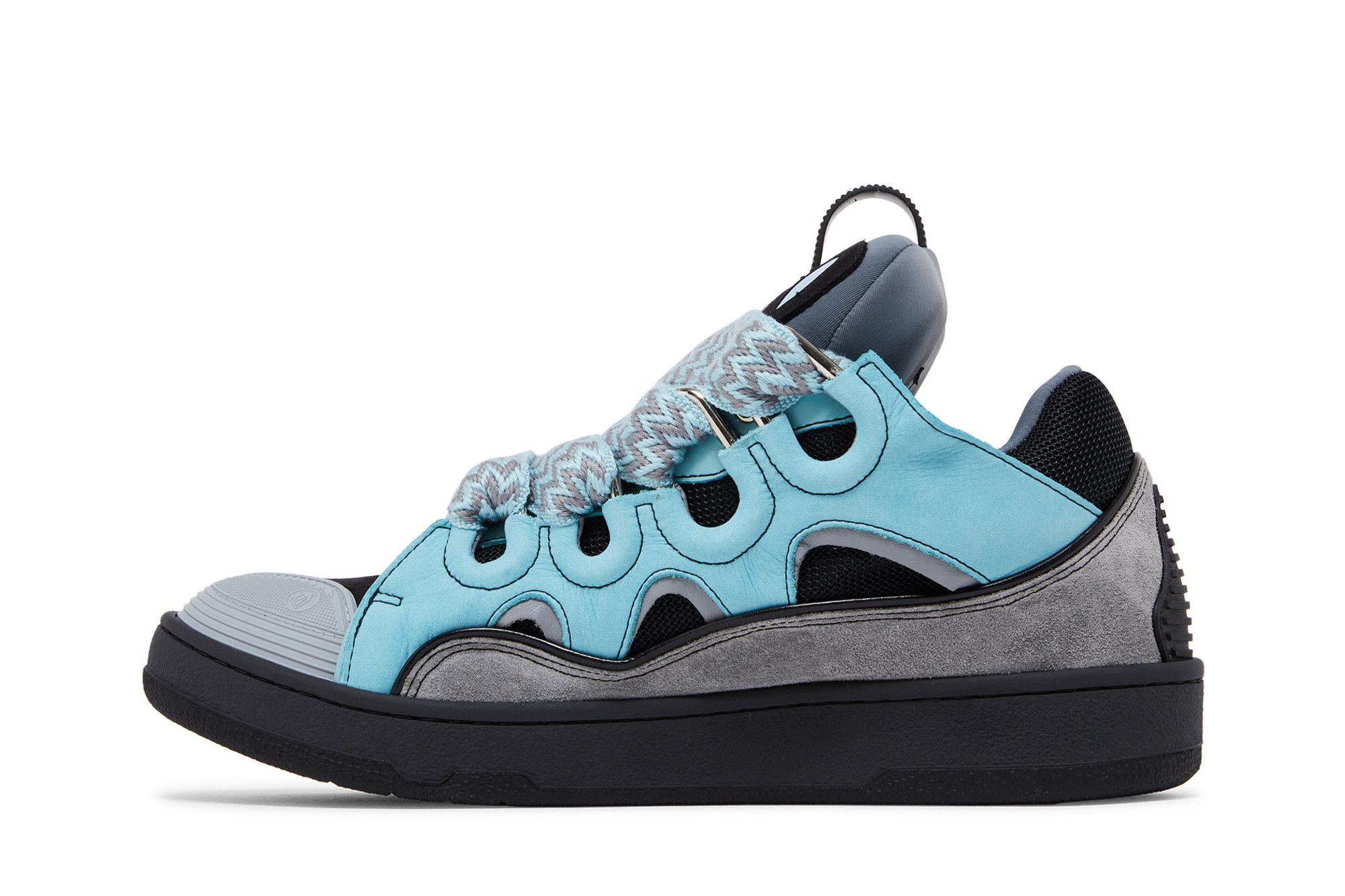 靴 LANVIN CURB SNEAKERS BLUE GREY 41 Leather Curb Sneakers | Lanvin