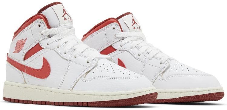 Air Jordan 1 Mid SE GS White Dune Red