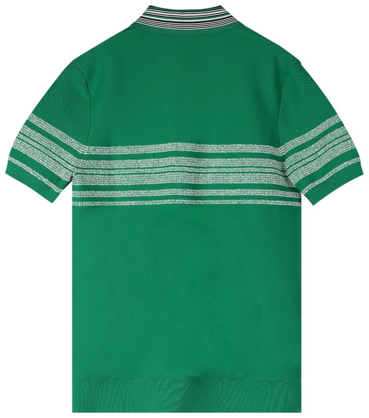 Wales Bonner Dawn Knit Polo GreenIvory