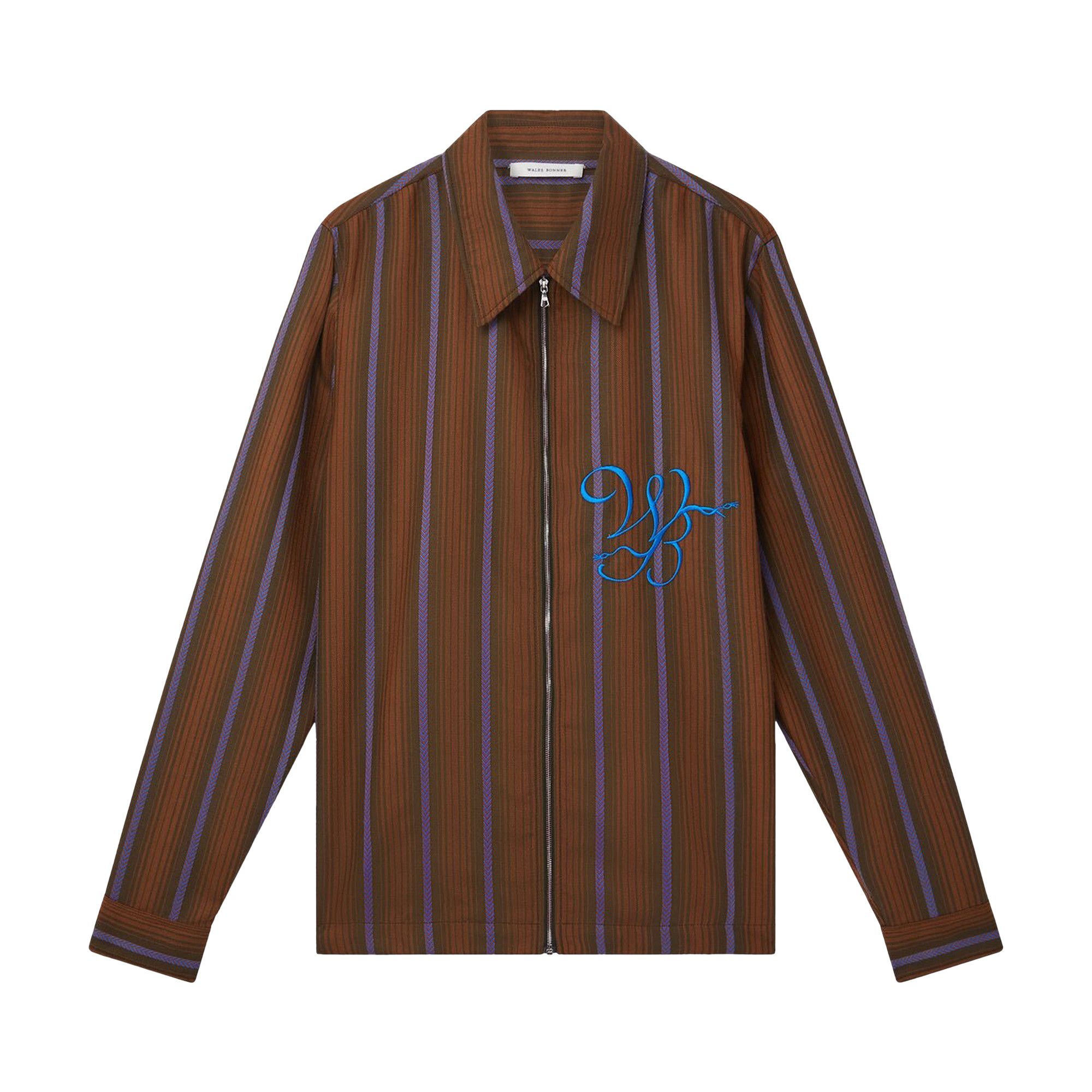 トップス Wales bonner Chorus zip shirts Achetez des Wales Bonner Chorus Zip Shirt 'Brown/Blue' - MS24SH03