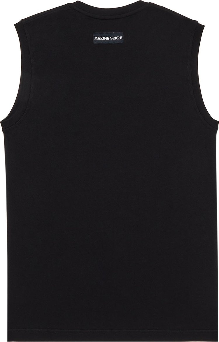 Marine Serre Organic Cotton Jersey Plain Tank Top Black