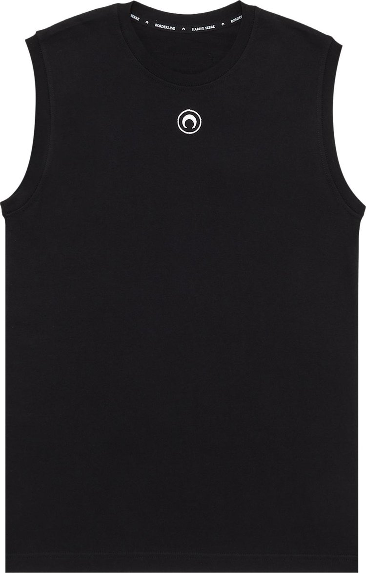 Marine Serre Organic Cotton Jersey Plain Tank Top 'Black'