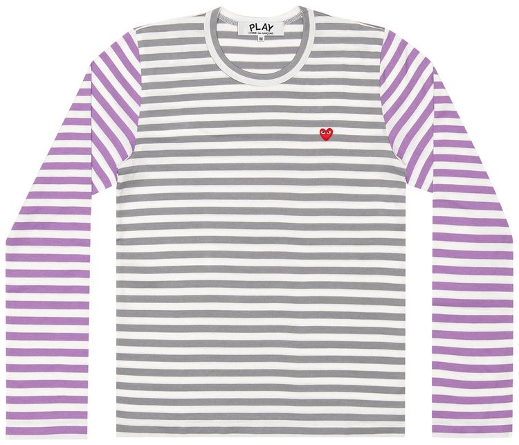 Comme des Garcons PLAY Bi Color Striped Long Sleeve GreyPurple