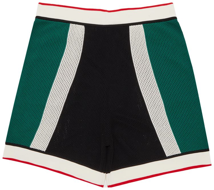 Casablanca Striped Mesh Shorts GreenWhite Stripe