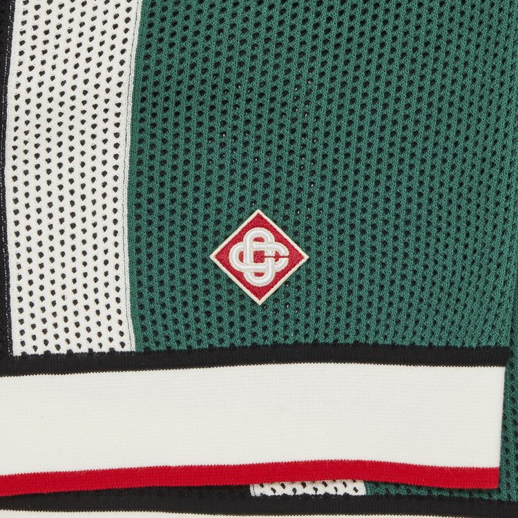 Casablanca Striped Mesh Shorts GreenWhite Stripe