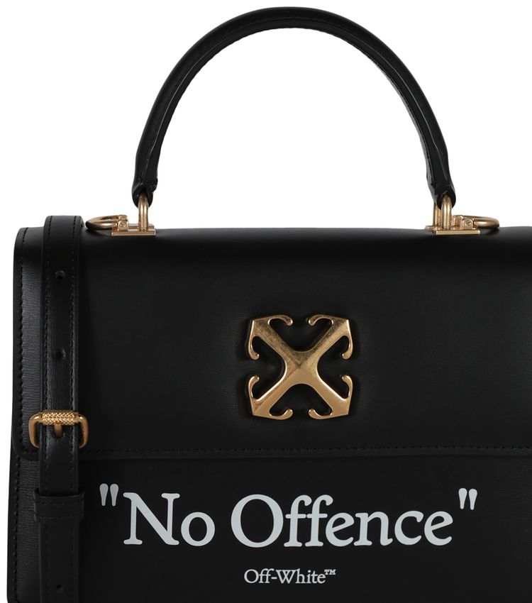 Off White Jitney 14 Quote Top Handle BlackWhite