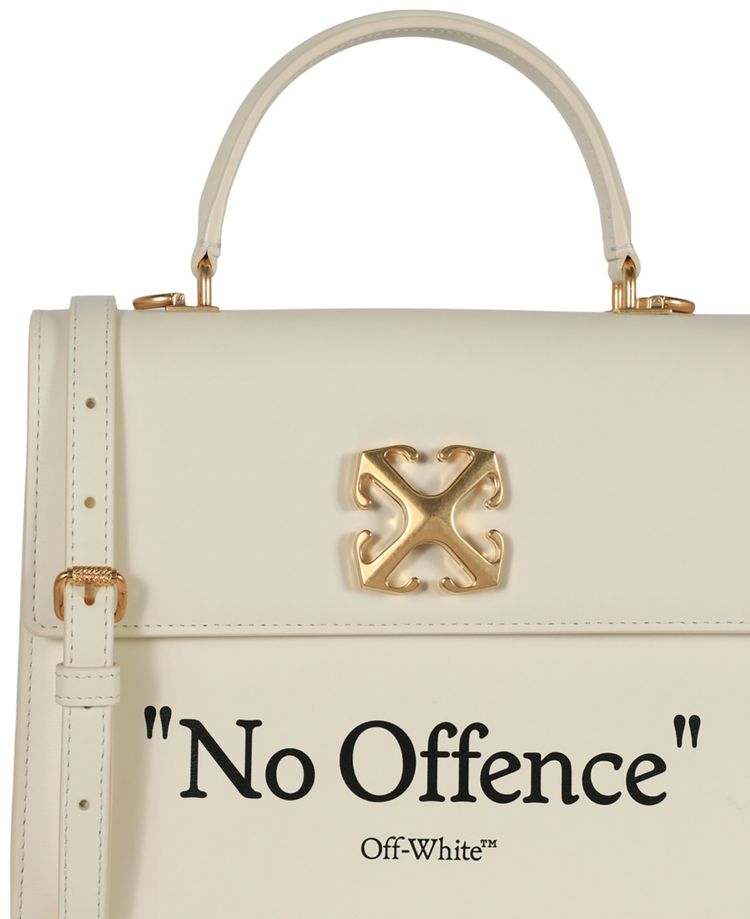 Off White Jitney 28 Quote Top Handle BeigeBlack