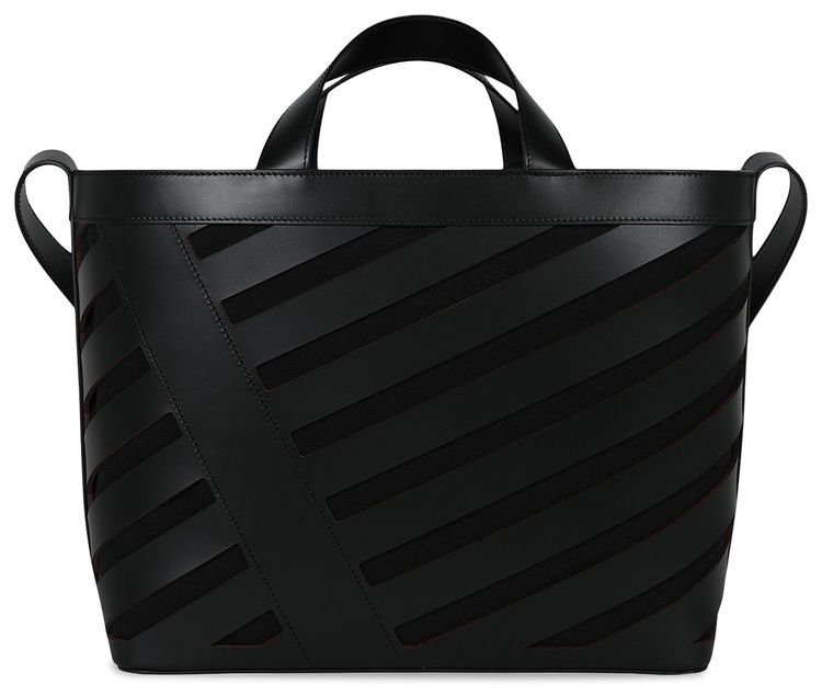Off White Small Cut Out Diag Tote Bag Black