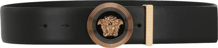 Versace Enamel Medusa Biggie Leather Belt 'Black/Gold'