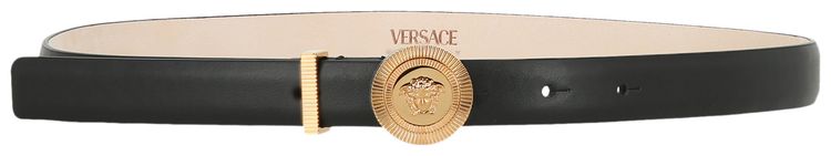 Versace Medusa Biggie Thin Leather Belt BlackGold