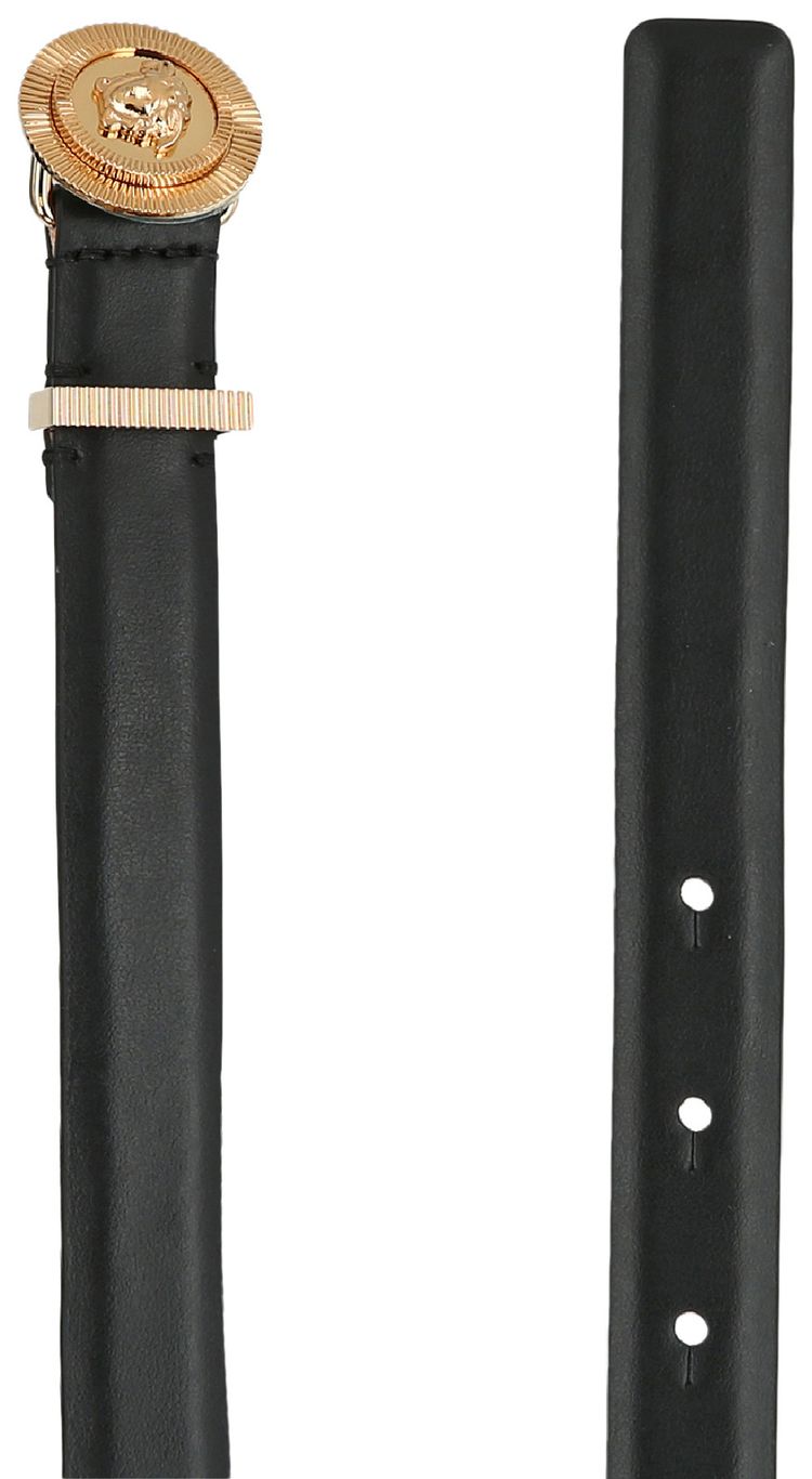 Versace Medusa Biggie Thin Leather Belt BlackGold