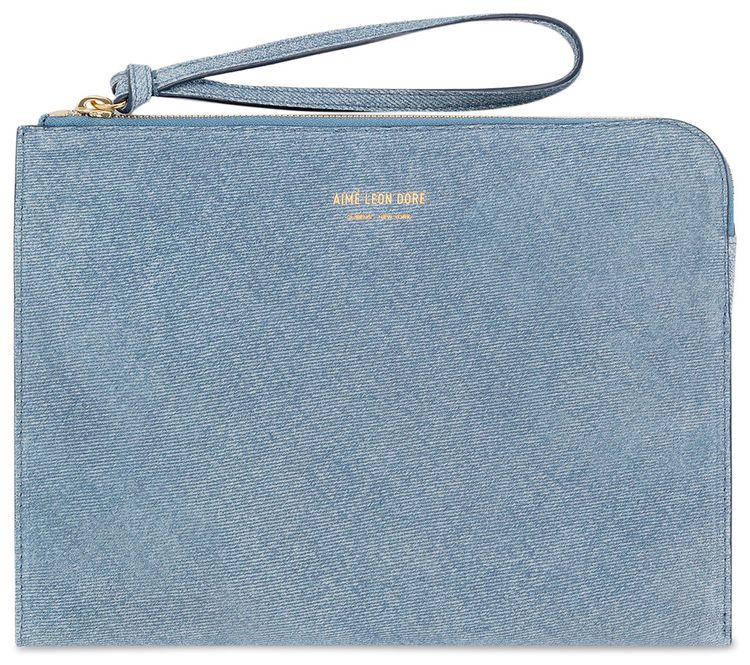 Aime Leon Dore Denim Printed Small Leather Pouch Light Wash