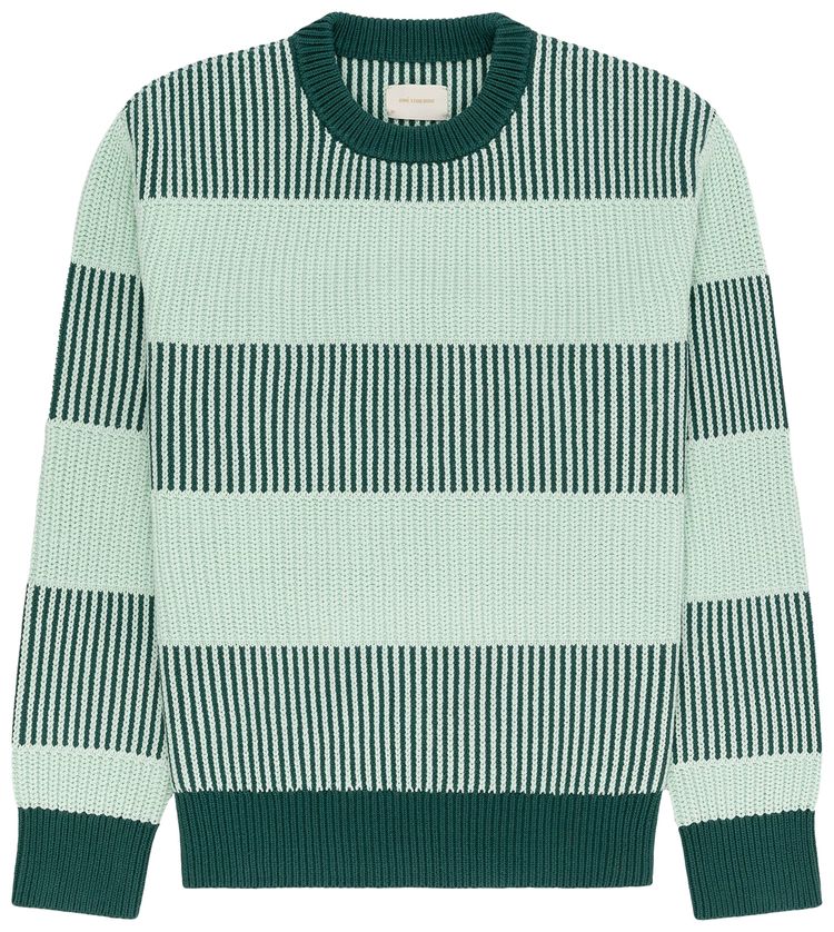 Aime Leon Dore Striped Shaker Stitch Sweater Seafoam Green