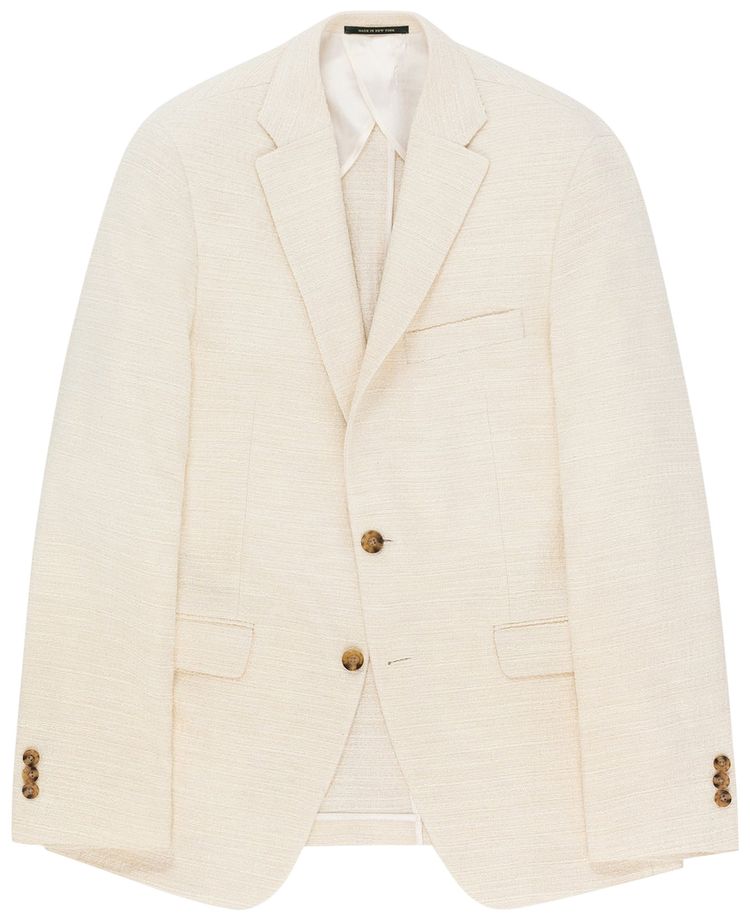 Aime Leon Dore Single Breasted Boucle Suit Jacket Ivory