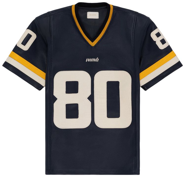 Aime Leon Dore Leather Team Football Jersey Navy Blazer