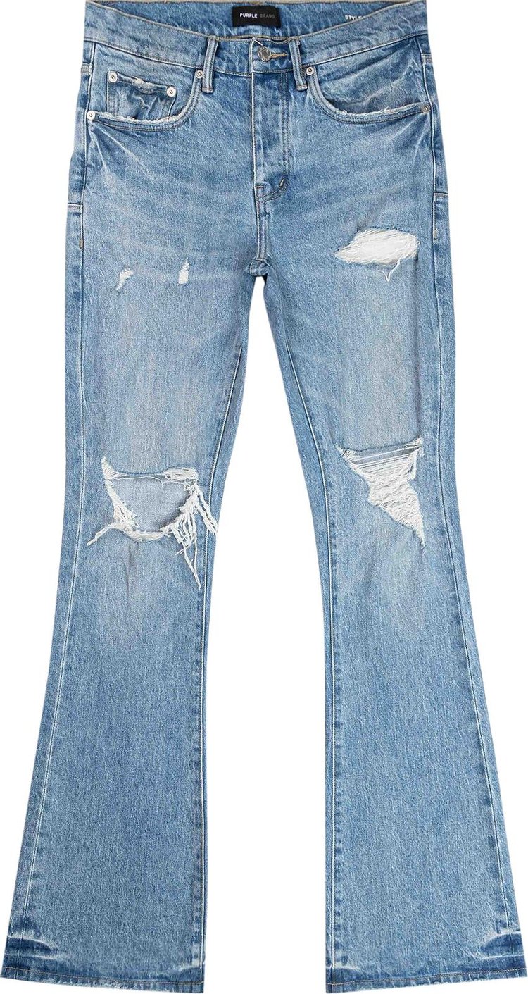 PURPLE BRAND Ripped Flare Jeans 'Light Indigo'