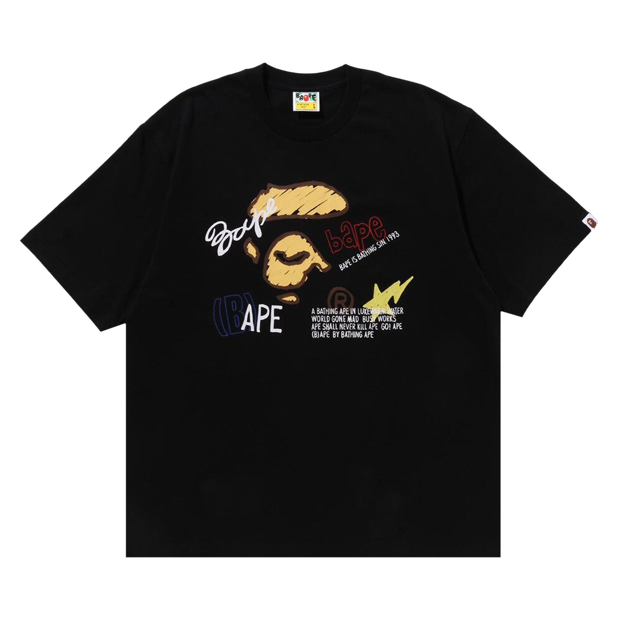Buy BAPE Hand Draw Graphic Relaxed Fit Tee 'Black' - 1K30 110 326