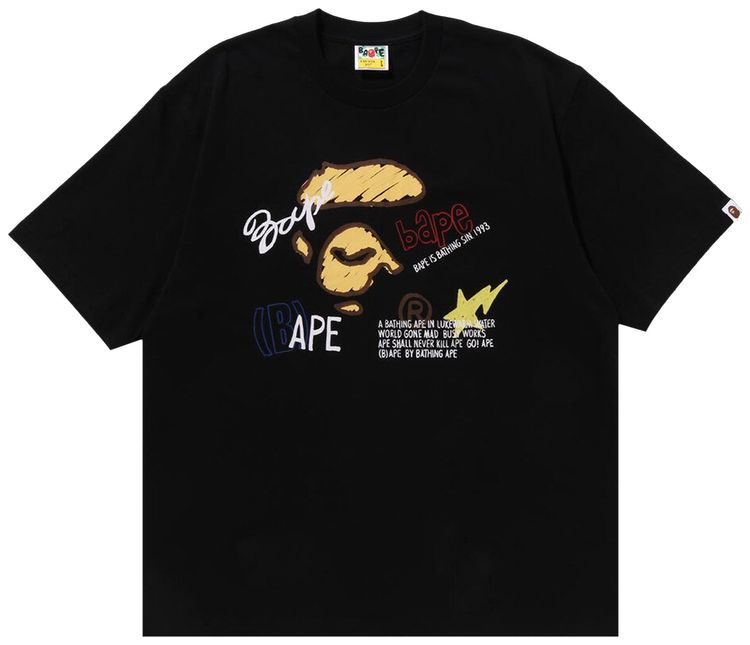 BAPE Hand Draw Graphic Relaxed Fit Tee Black