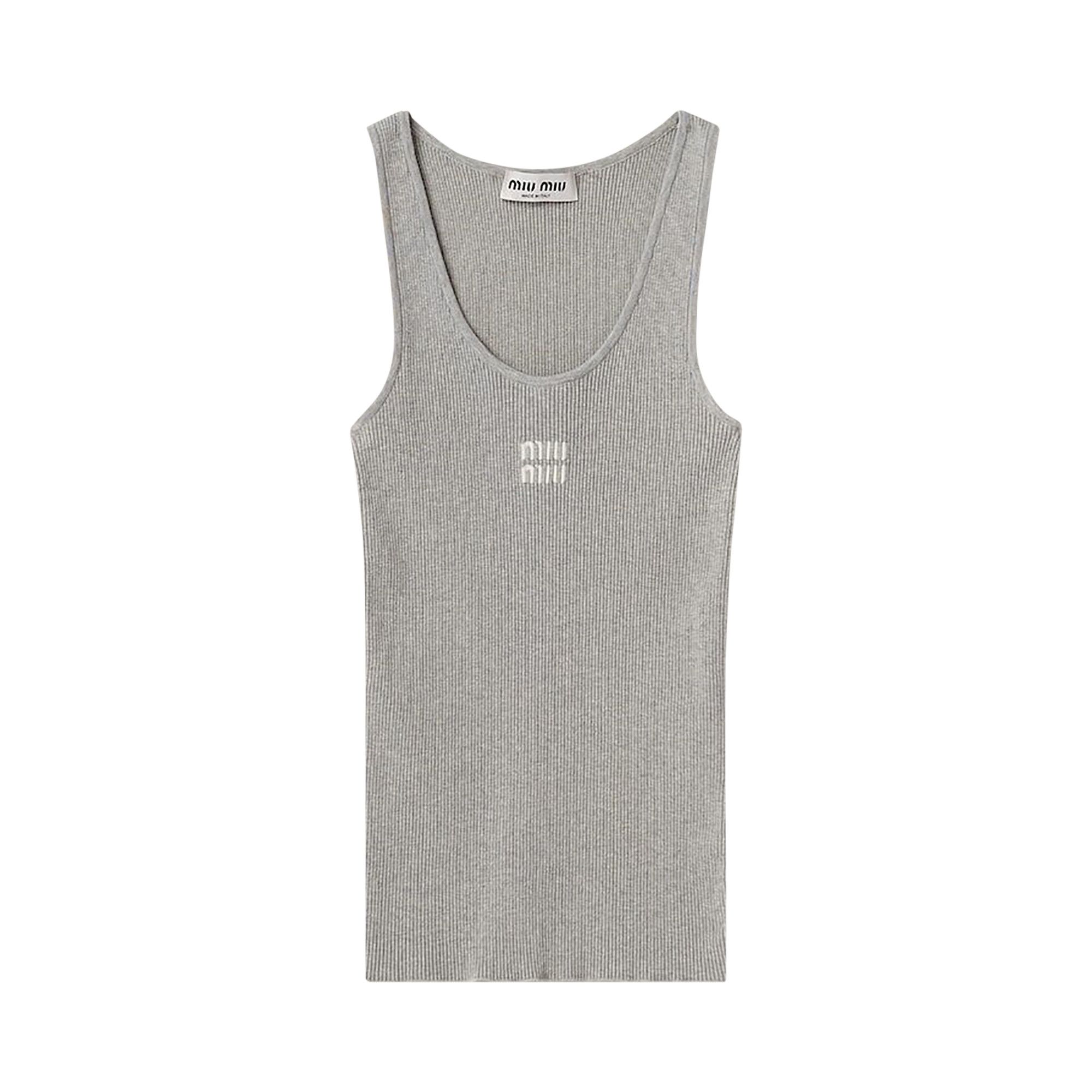 Buy Miu Miu Ribbed Jersey Tank Top 'Marble/Natural' - MMV186 14HI
