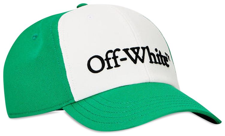 Off White Drill Logo Bookish Baseball Cap WhiteKelly Green
