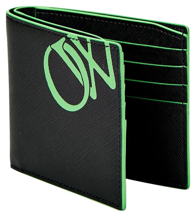 Off White Logo Bifold Wallet BlackGreen