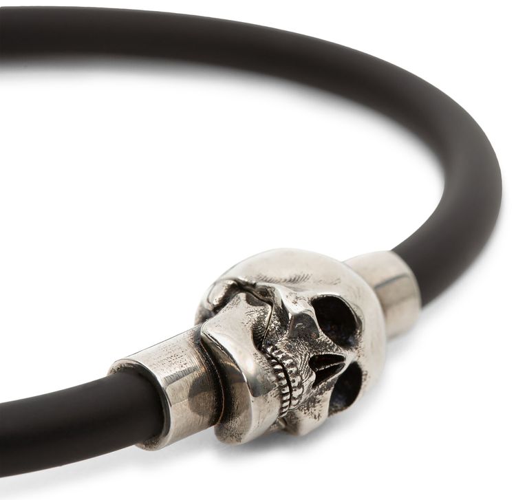 Alexander McQueen Rubber Cord Skull Bracelet Black