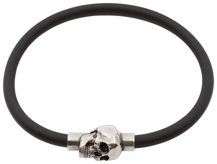 Alexander McQueen Rubber Cord Skull Bracelet Black