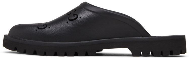 Gucci Slip On Sandal Cut Out Monogram   Black