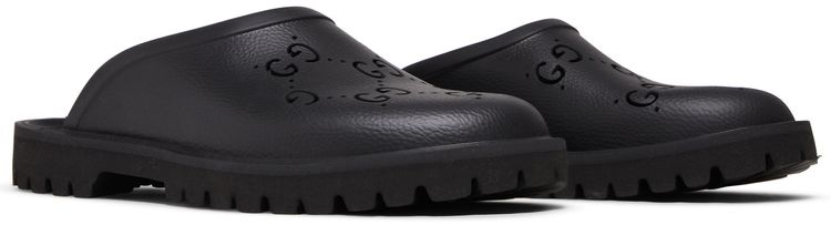 Gucci Slip On Sandal Cut Out Monogram   Black
