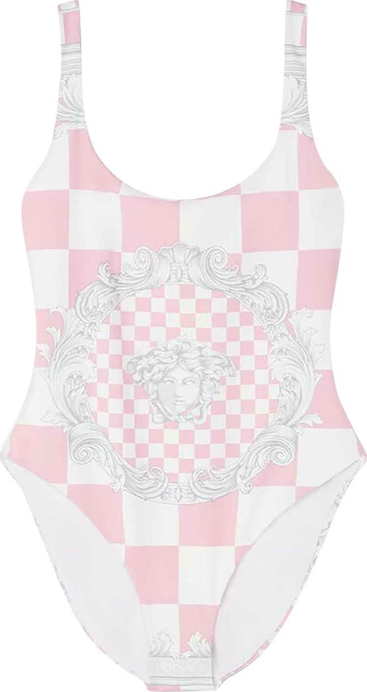 Versace One Piece Swimsuit Pastel PinkWhiteSilver