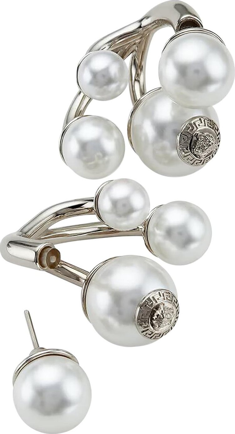 Versace Faux Pearl Earrings PalladiumWhite