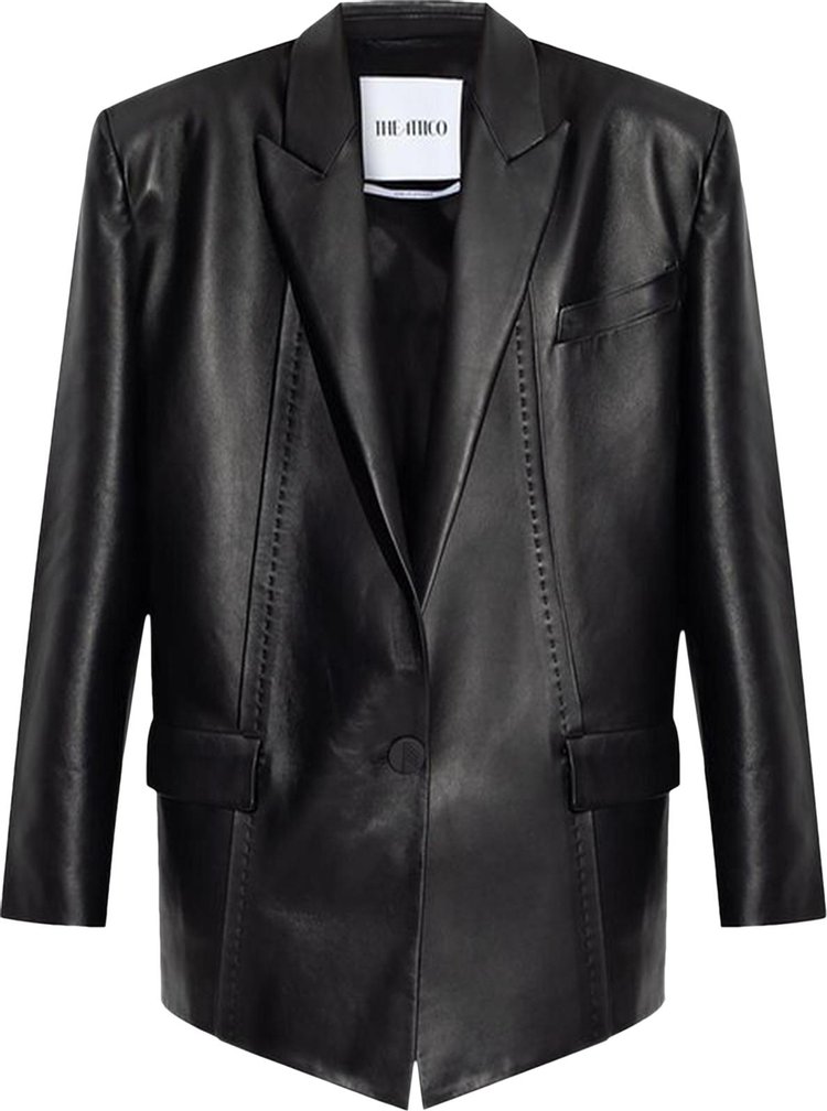 The Attico Short Leather Coat 'Black'