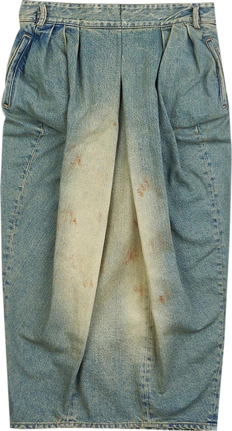 Maison Margiela Pleated Denim Midi Skirt 'Dirty Wash'