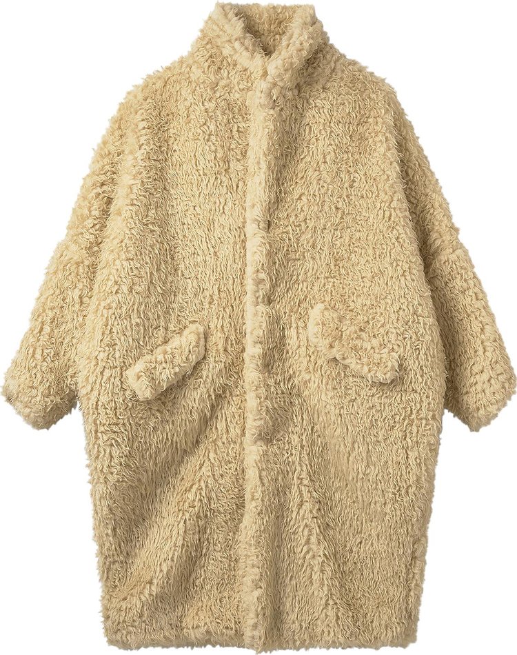 MM6 Maison Margiela Faux Fur Single Breasted Coat Beige