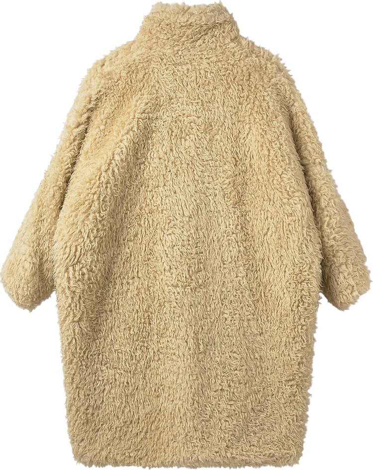 MM6 Maison Margiela Faux Fur Single Breasted Coat Beige