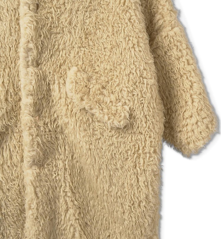 MM6 Maison Margiela Faux Fur Single Breasted Coat Beige