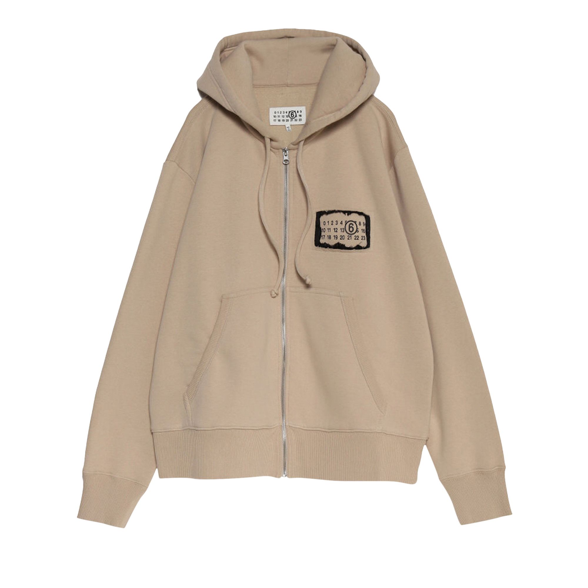 Buy MM6 Maison Margiela Logo Patch Zip Up Hoodie 'Beige