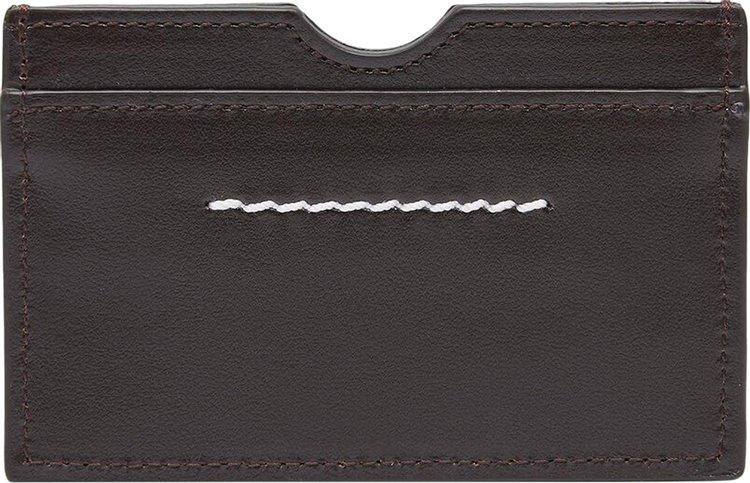 MM6 Maison Margiela Numeric Logo Embossed Card Holder Brown Stone